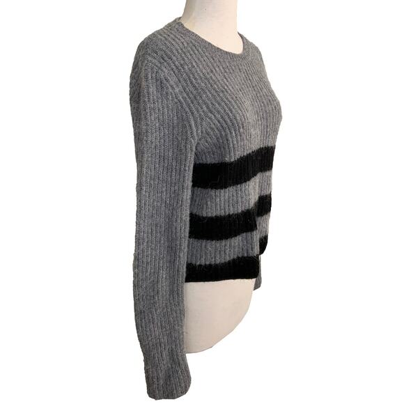 Equipment Pullover Sweater Gray Wool Alpaca Striped Crew Neck Sz S Dark Academia - Picture 10 of 11